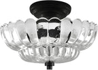Ceiling Lights Semi Flush Mount Ceiling Light, Modern Black Ceiling Light with White Glass,Ceiling Lights Fixture Suitable for Bedroom Dining Room Kitchen Living Room(Excluding Free Bulbs)