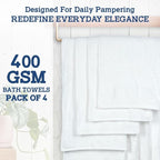 Casa Lino White Bath Towels Set of 4 (54" x 27") - Large Bathroom Towel Set - 100% Cotton Towels for Bathroom - Highly Absorbent & Quick Dry Bath Towel Multipack - New Apartment Essentials