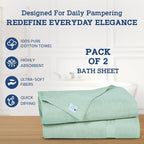 Casa Lino Bath Sheets Set Extra Large - 100% Cotton Extra Large Bath Towels - Highly Absorbent & Quick Dry Oversized Towels for Adults - 60" x 30" - Pack of 2 - (Light Sage Green)
