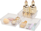 Backerysupply Clear Plastic Drawer Organizer Tray for Vanity Cabinet (6"×6"×2"，Set of 8),Storage Tray for Makeup, Kitchen Utensils, Jewelries, and Gadgets…
