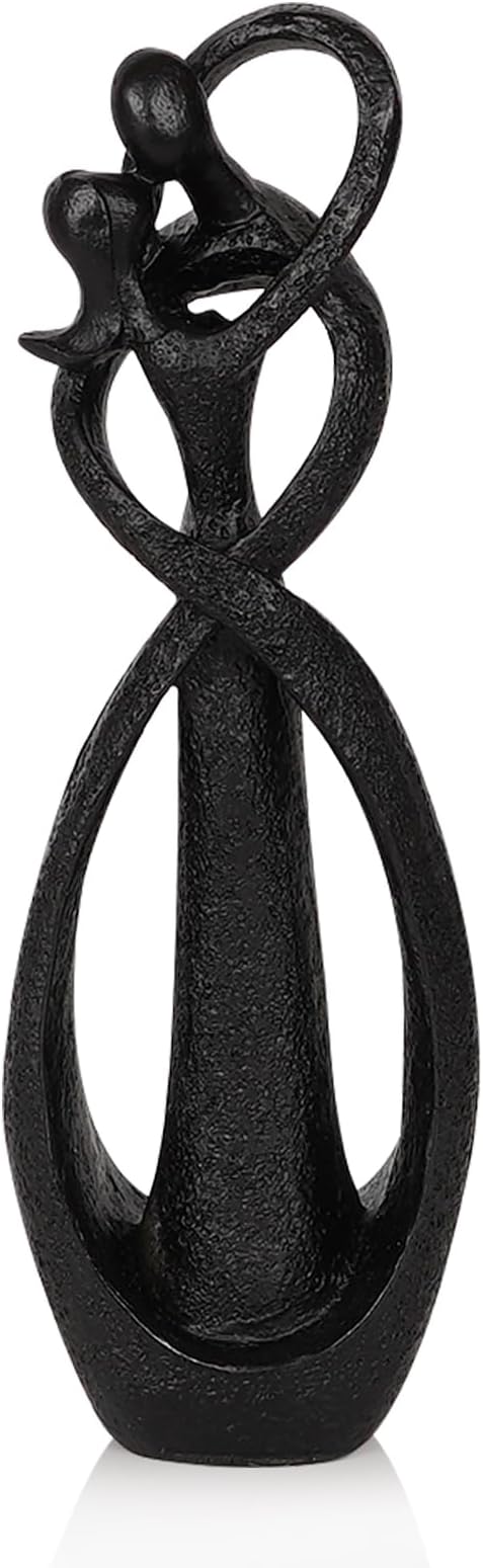 Trycooling Kissing Lovers Statue Abstract Sculpture Resin Statues for Home Decor Modern Home Office Desktop Shelf Bookshelf Decor (Black)