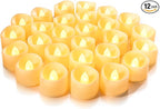 Homemory 24-Pack Flameless LED Tea Lights Candles Battery Operated, 200+Hour Fake Electric Candles TeaLights for Votive, Aniversary, Wedding Centerpiece Table Decor, Funeral, Halloween, Christmas