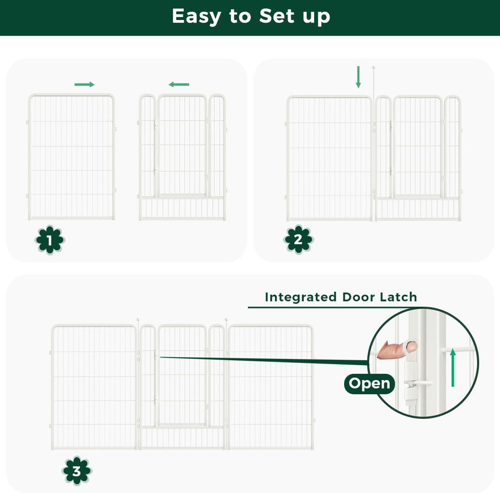 FXW Garden Fence Outdoor for The Yard – 40in(H) x 36.4ft(L) Heavy Duty Metal Animal Barrier for Dog and Rabbit, Decorative Dog Fence, 16 Panels, White