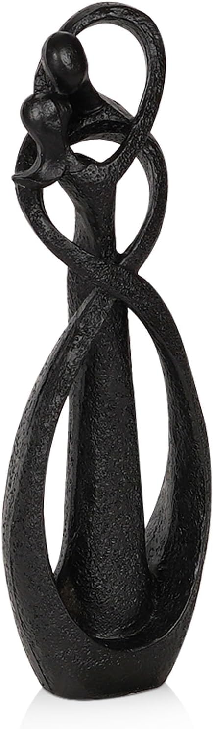 Trycooling Kissing Lovers Statue Abstract Sculpture Resin Statues for Home Decor Modern Home Office Desktop Shelf Bookshelf Decor (Black)