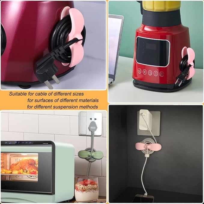 Cord Organizer for Appliances, 4PCS Kitchen Appliance Cord Winder Cable Organizer, Cord Holder Cord Wrapper for Appliances Stick on Pressure Cooker, Mixer, Blender, Coffee Maker, Air Fryer