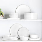 AmorArc Stoneware Dinnerware Sets with Pasta Bowl Set, Reactive Ceramic Plates and Bowls Set, Highly Chip and Crack Resistant | Dishwasher & Microwave Safe | Round Dishes Set Service for 4 (16pc)