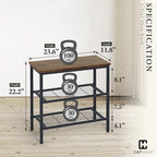 CAPHAUS 3-Tier Shoe Rack for Entryway, Mudroom Shoe Bench, Small Shoe Rack, Metal Shoe Shelf with Wood Board, Industrial Shoe Storage Table for Hallway, Living Room, Bedroom, Closet, Rustic Oak