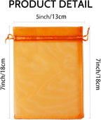 Wudygirl 100PCS 5X7 Inch Organza Bags - Jewelry, Drawstring, Sheer Organza Bags for Halloween, Christmas, Parties, Weddings, Baby Showers (Orange 5X7)