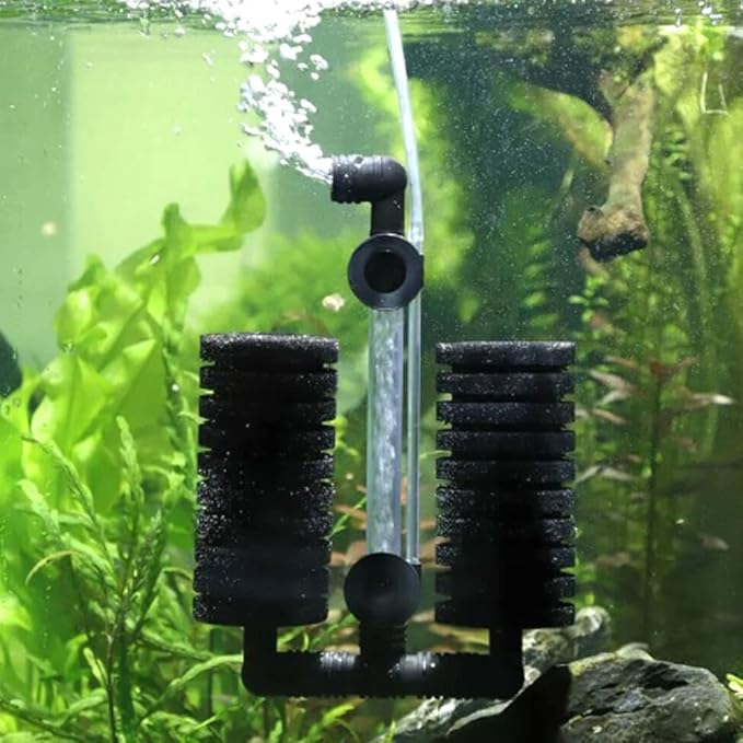Aquarium Bio Sponge Filter 2 PCS for Fry Betta Shrimp Fish Tank Up to 55 Gallon Each., Quiet, Double Sponges