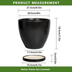 8 Inch Plant Pot - Ceraimc Planter for Indoor Outdoor Plants, Round Flower Pots with Drainage and Tray, House Decor, Black