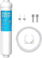 AQUA CREST 5 Years Capacity -Inline Water Filter for Refrigerator with 1/4-Inch Direct Connect Fittings, Idea for Ice Maker, RV, Refrigerator, RO System, In Line Water Line Filter, Reduces PFAS/PFOA