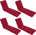 Chaise Lounge Cushions Outdoor Set of 4 - Waterproof and Fade Resistant Sun Lounger Replacement Cushions - Patio Lounger Pads with Removable Cover for Pool, Deck, Lawn, 72 x 21 x 3 Inch, Red