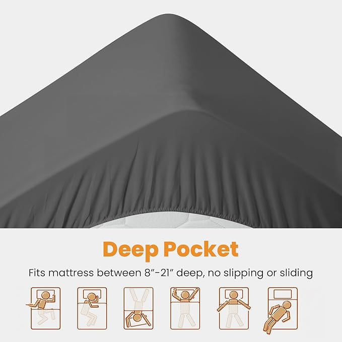 MATBEBY Queen Size Mattress Pad - Cooling Breathable Mattress Topper, Quilted Fitted Mattress Protector, Pillow Top Mattress Cover with 8-21" Deep Pocket, Machine Washable, Dark Grey, 60x80 Inches