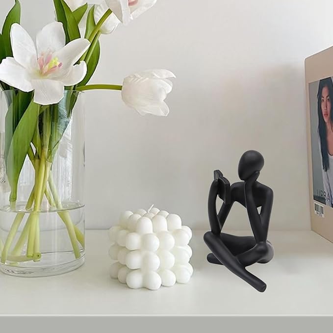 Reading Women Statue, Thinker Sculptures, Abstract Art Ornament, Modern Aesthetic Figurine Decoration, Suitable for Home Living Room Bedroom Office Shelf Table Desk Bookshelf Decor