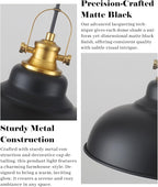 Black and Gold Pendant Light, 11.41 Inch Industrial Pendant Light Kitchen Island, Farmhouse Pendant Lights 2 Packs, Island Pendant Lights for Kitchen, Dining Room, Living Room