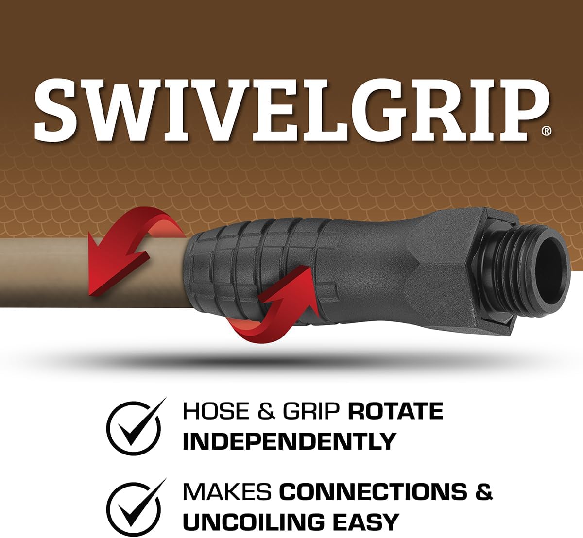 Flexzilla Colors SwivelGrip Garden Hose 5/8 in. x 5 ft., Lightweight All-Weather Water Hose, Durable and Flexible, Leak-Free Connections, Brown Mulch