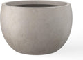 Kante 15.7" Dia Round Concrete Planter, Outdoor/Indoor Large Bowl Plant Pots with Drainage Hole and Rubber Plug for Garden Patio Balcony Home, Weathered Concrete