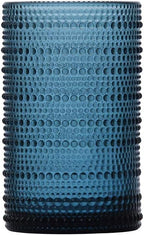 Fortessa Jupiter Beaded Hobnail Glass, 13 Ounce Iced Beverage (Set of 6), Cornflower Blue