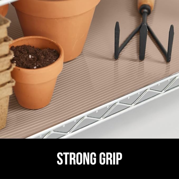 GORILLA GRIP DuraGuard Shelf Liner, 20x20 Non-Adhesive Cabinet Liners for Kitchen Drawers, Shelves, Refrigerator, Pantry Storage, Bathroom Closet, Durable Waterproof BPA Free Ribbed Plastic, Beige