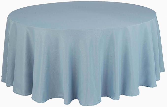 Efavormart Round Tablecloth, 120 Inch Stain & Wrinkle Resistant Washable Table Cloth, Decorative Polyester Fabric Table Cover for Banquet, Wedding, Dining - Dusty Blue