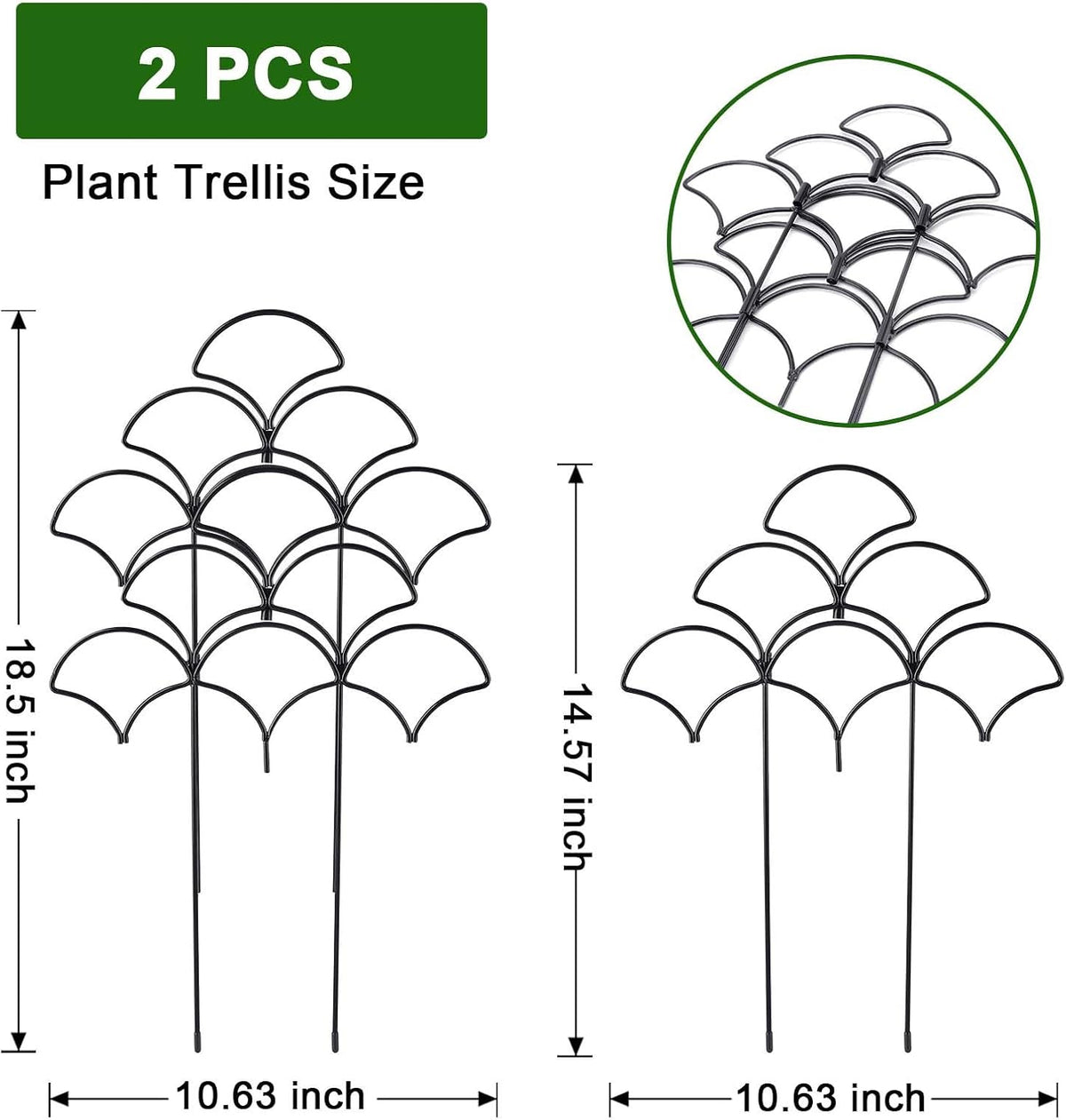 Stackable Metal Trellis for Climbing Plants Outdoor & Indoor - 4 Pack Garden Trellis for Potted Plants, Rust-Resistant Plant Support Stakes for Vines, Vegetables, Flowers - Sturdy Plant Trellis