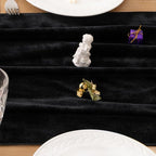 MLMC Black Velvet Table Runner 10ft Glossy Luxury Velvet Fall Table Runner 20x120 Inches Wedding Runner for Fall Bridal Shower Birthday Party Halloween Decor