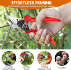 Ainiv Bypass Pruning Shears, 8.5" Professional Garden Shears, Heavy Duty Hand Gardening Scissors, Non-Slip PVC Coated Handles, Lightweight & Ergonomic, Pruning Shears for Plants, Hedges and Flowers