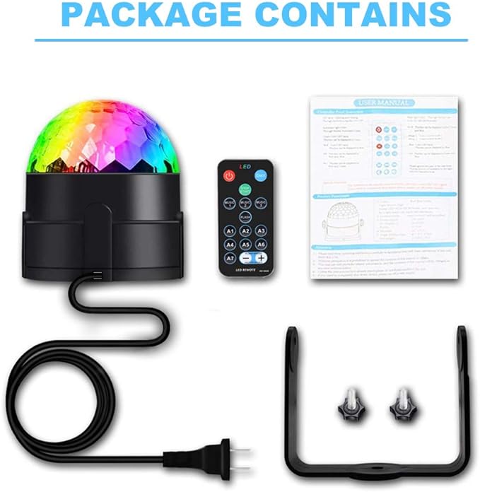 Party Disco Ball Dj Dance Lights Disco Strobe Rave Sound Activated Projector Effect Stage Light Remote Control for Birthday Xmas Wedding Bar Kids Christmas Glow Party