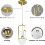 5 Inch Modern Gold Pendant Light Globe Pendant Light Fixture Mid Century Pendant Lighting for Kitchen Island Dining Room Living Room Bedroom(3 Pack)