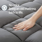 Mattress Topper Twin for Back Pain, Extra Thick Mattress Pad Cover, Plush Pillow Top, Deep Elastic Pocket, Grey
