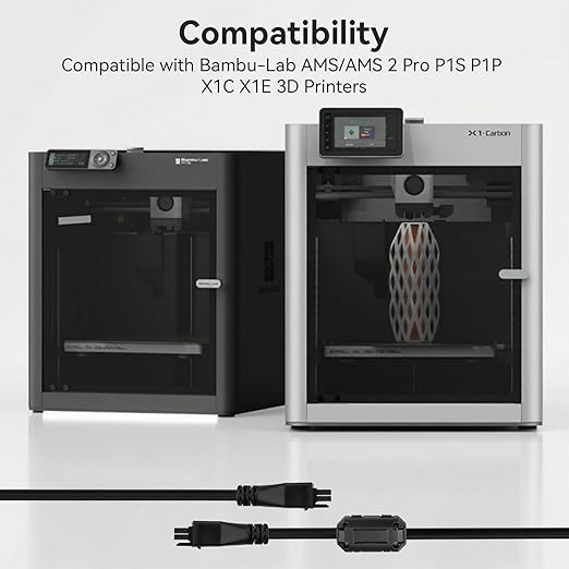 1.5M 6Pin AMS Extension Cable, 24AWG Copper Core Extension with Magnetic Ring Filter Compatible with Bambu Lab X1C/X1/X1E/P1P/P1S AMS-Lite 3D Printers(Not for A1/A1 MINI AMS Series)