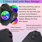 Disco Ball Party Lights Indoor Outdoor, Dj Lights Disco Ball Decor Party Strobe Light for Parties 3 Disco Balls Sound Activated with Remote Control Disco Light for Christams Halloween KTV Club Party