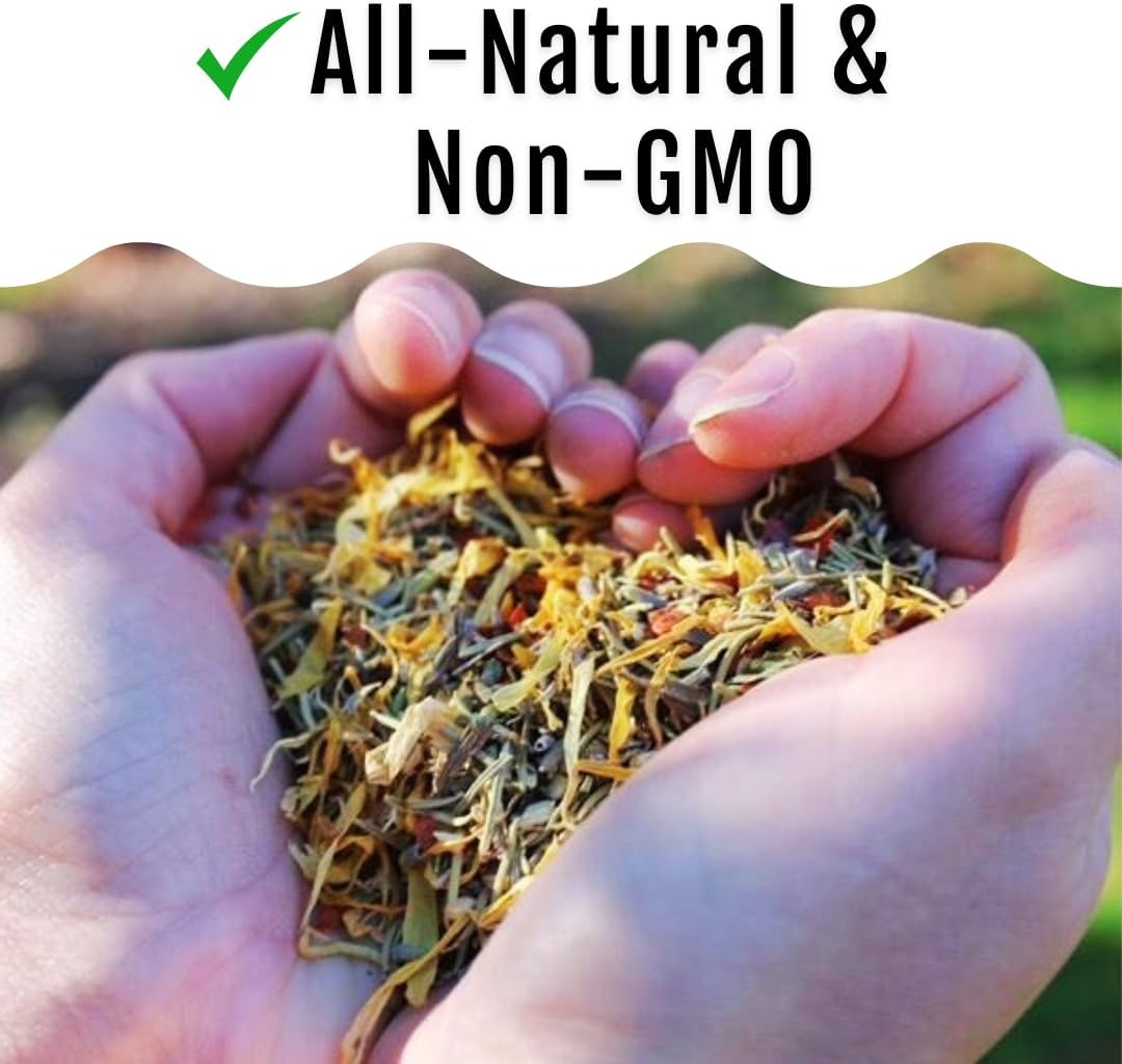 Herb Supplement for Backyard Chickens - Natural Chicken Treats, Poultry Feed Botanical Mix, Plant-Based Coop Snacks for Daily Wellness, Feather Quality, Egg Production, USA (5 LB)