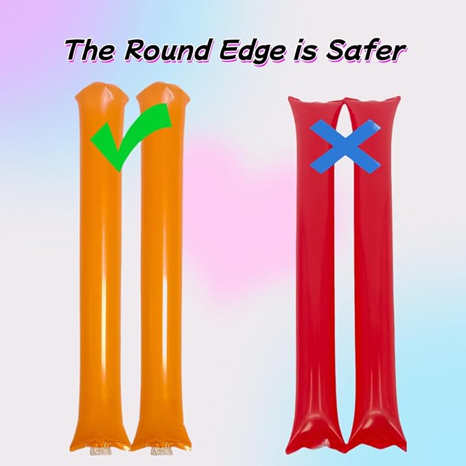 40pcs Round headTeam Spirit Boom Sticks Thunder Sticks Cheering Sticks Team Spirit Plastic Cheerleading Spirit Stick Clapper Inflatable Noise Maker Sports Supply (Orange)