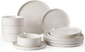 Famiware Nebula Plates and Bowls Sets, 12 Pieces Dinnerware Sets, Dishes Set for 4, Creamy White with Colorful Speckles