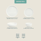 Gibson Home Oslo Porcelain Chip and Scratch Resistant Dinnerware Set, Service for 4 (16pcs), Plates and Bowls Dishes Sets, White