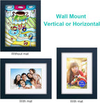 RPJC 6x8 inch Picture Frame Made of Solid Wood and High Definition Glass Display Pictures 4x6 with Mat or 6x8 Without Mat for Wall Mounting Photo Frame Jazz Blue