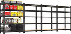 PrimeZone 35.5" x 12" x 72" Heavy Duty Storage Shelves - 5 Tier Adjustable Garage Storage Shelving, Metal Storage Utility Rack Shelf Unit for Warehouse Pantry Closet Kitchen, Black, 4 Pack
