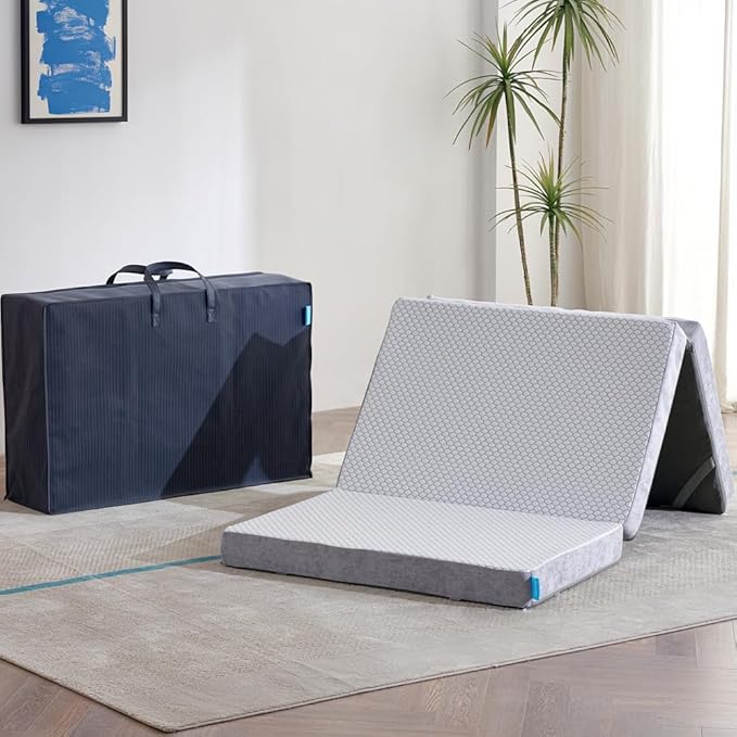 Odorless Foldable Mattress Twin XL 80" x 38" x 4", 4 Inch Folding Foam Mattress with Storage Bag, Trifold Memory Foam Mattress for RV, Guest Bed