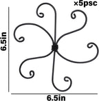 Black Monstera Plant Support Hook - 6.5 * 6.5IN -5 Piece Set, Durable Metal Stem Supports for Indoor Plants, Leaf Holder & Fishbone Cactus Stake, Stylish Design for Healthy Growth & Easy Care