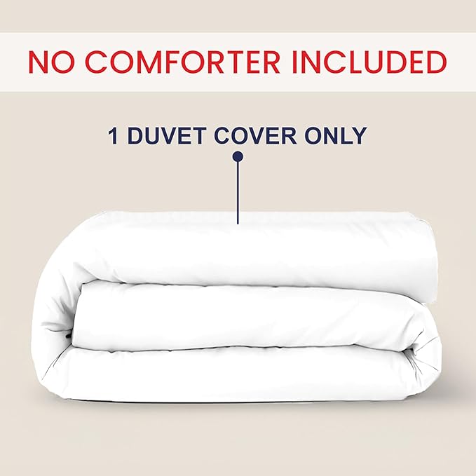 Kotton Culture 1 Pc Queen Size Duvet Cover Only -100% Egyptian Cotton Sateen 600 Thread Count Ultra Soft Premium Durable Comforter Cover Zipper Closure & Corner Ties (White, Queen/Full 90" X 90")