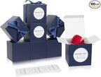 COTOPHER Small Gift Boxes 100 Pack 4x4x4 inches Navy Gift Boxes with Lids for Gifts, Crafting, Wedding Party Favor, Cupcake Boxes, Candy, Bridesmaids Proposal Box with Ribbons and Stickers (Navy, 100