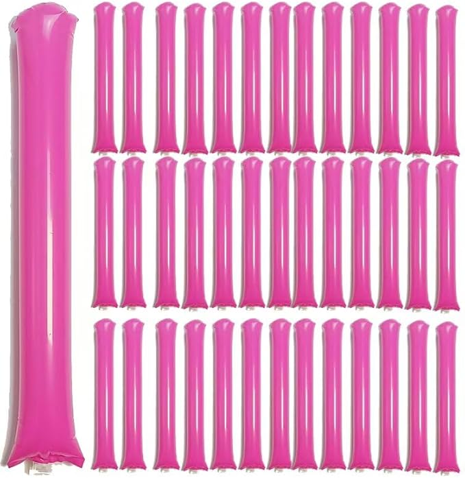 40pcs Round headTeam Spirit Boom Sticks Thunder Sticks Cheering Sticks Team Spirit Plastic Cheerleading Spirit Stick Clapper Inflatable Noise Maker Sports Supply (Pink)