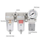 NANPU 1/4" NPT Air Drying System - 5 Micron Particulate Filter, 0.01 Micron Coalescing Filter, Air Pressure Regulator Combo - Semi-Auto Drain, Poly Bowl w/Metal Gauge