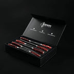 SENKEN 8-piece Japanese Kitchen Knife Set with Red Resin Handle and Laser Damascus Pattern - Crimson Collection - Chef's Knife, Santoku Knife, Paring Knife, & More - Ultra Sharp for Very Fast Cutting