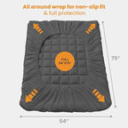 MATBEBY Full Size Mattress Pad - Cooling Breathable Mattress Topper, Quilted Fitted Mattress Protector, Pillow Top Mattress Cover with 8-21" Deep Pocket, Machine Washable, Dark Grey, 54x75 Inches