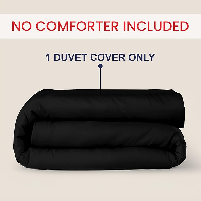 600 Thread Count 100% Egyptian Cotton Premium Duvet Cover - Breathable All Season Comforter Cover with Zipper Closure & Corner Ties | Smooth Sateen Weave (Twin/TwinXL 1 Pc Duvet Cover, Black)