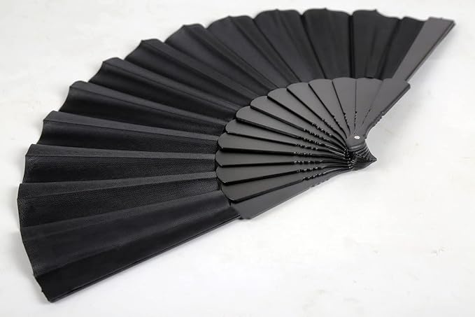 HUNANBANG 1 Dozen 12 Pieces Folding Hand Fans Church Wedding Gift, Party Favors, DIY Decoration Gift Size9 Wholesale 12pack (Black)