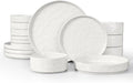 LIANYU Dinnerware Sets with Pasta Bowls for 4, 16 Piece Ceramic Dinner Plates and Bowls Dish Set, Kitchen Speckled Dining Tableware Dishware, Microwave & Dishwasher Safe, Polar White
