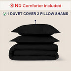 Kotton Culture 3 Pc King Size Duvet Cover Set- 100% Egyptian Cotton Sateen 600 Thread Count Ultra Soft Premium Durable Comforter Cover Zipper Closure & Corner Ties (Black, King 102"x94")